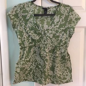 Green floral blouse